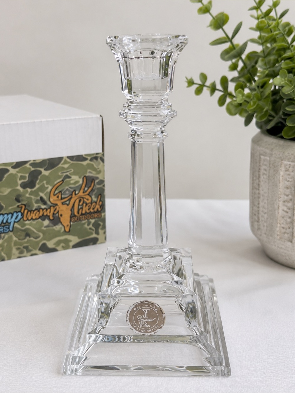 Vintage Toscany Collection 24% Lead Crystal Candlestick Holder Made in USA